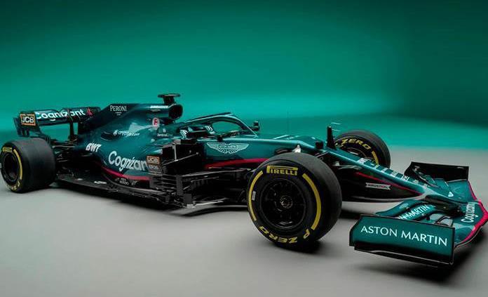 Aston Martin presentó el monoplaza denominado AMR21 que conducirán SebastianVettel y Lance Stroll en la temporada de Fórmula Uno, 2021. (Fuente externa)