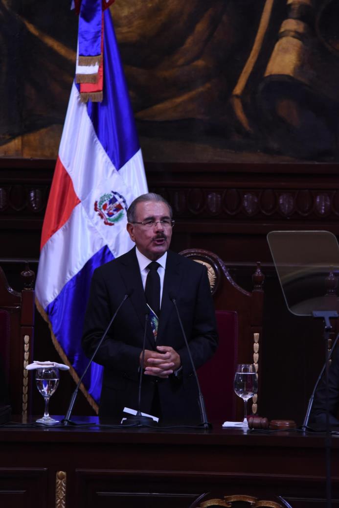 Danilo Medina durante su discurso el 27 de febrero de 2016.
