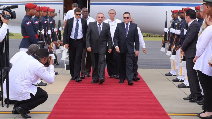 El presidente cubano Raúl Castro cuando llegaba a República Dominicana para participar en la V Cumbre de Jefes de Estado de la Comunidad de Estados Latinoamericanos y Caribeños (CELAC).