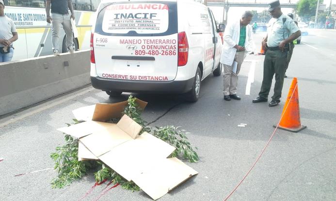 Médico legista realiza el levantamiento del cadáver del joven Félix Alexander Rodríguez, quien falleció en accidente hoy, 17 de junio de 2016.