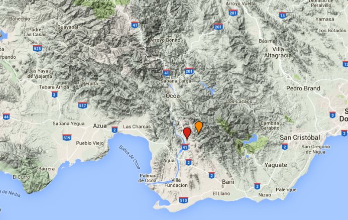 Mapa de los sismos.