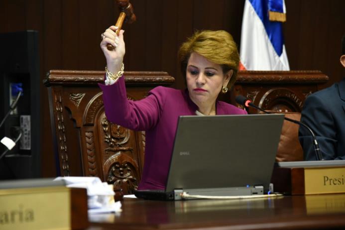 La presidenta de la Cámara de Diputados, Lucía Medina. Ese cámara aprobó hoy dos contratos de préstamos para la línea II del Metro de Santo Domingo 