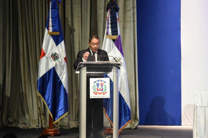 Vista del presidente de la Suprema Corte de Justicia, Mariano Germán, durante su participación en la Cumbre Judicial Nacional hoy, 7 de octubre de 2016.