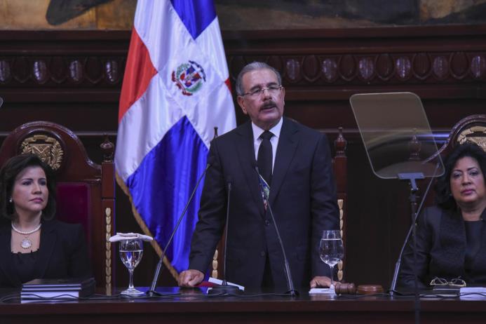Danilo Medina durante su alocución ante la Asamblea Nacional.