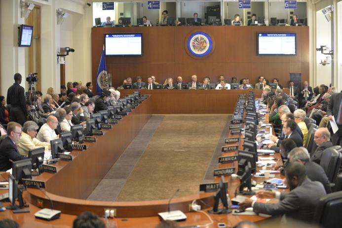 Cancilleres en sesión extraordinaria de la OEA sobre Venezuela, hoy 23 de junio de 2016.