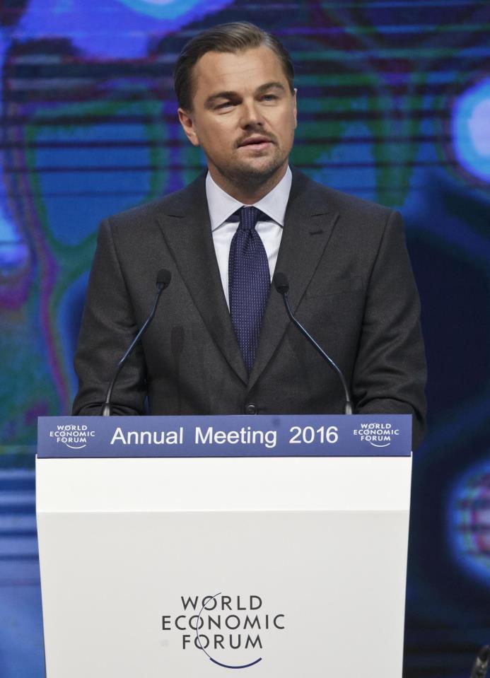 Leonardo DiCaprio se dirigió hoy en Davos.