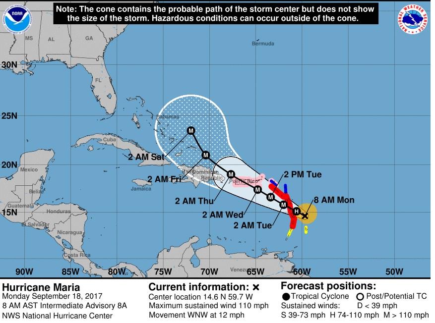 María alcanza categoría 2 y se prevé se intensifique en las próximas horas
